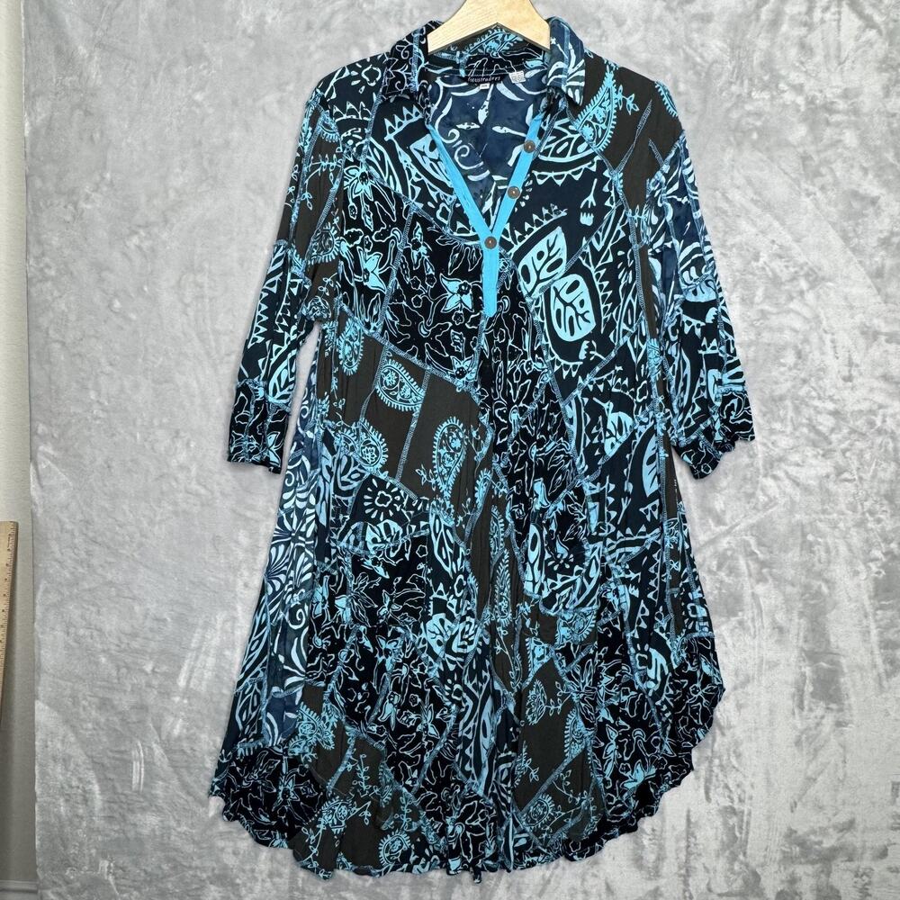 Lotustraders Dress Womens One Size Boho Patchwork Button Pockets Langenlook
